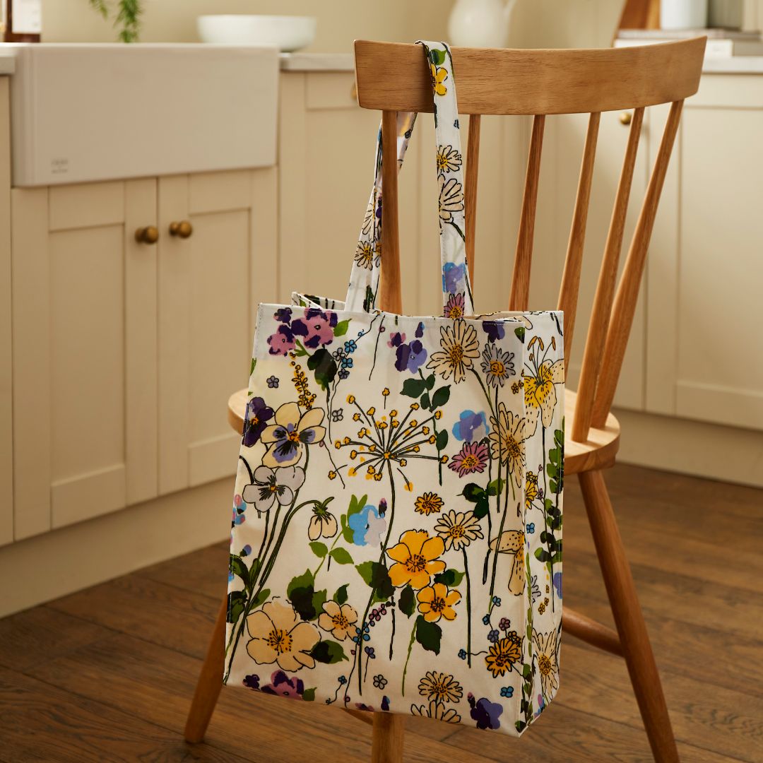 Floral Tote Bag - Flower, Wildflower, Canvas Tote Bag with Zipper