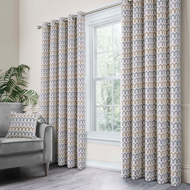 Arcadia Pair of Eyelet Curtains by Curtina in Natural - Pair of Eyelet Curtains - Curtina