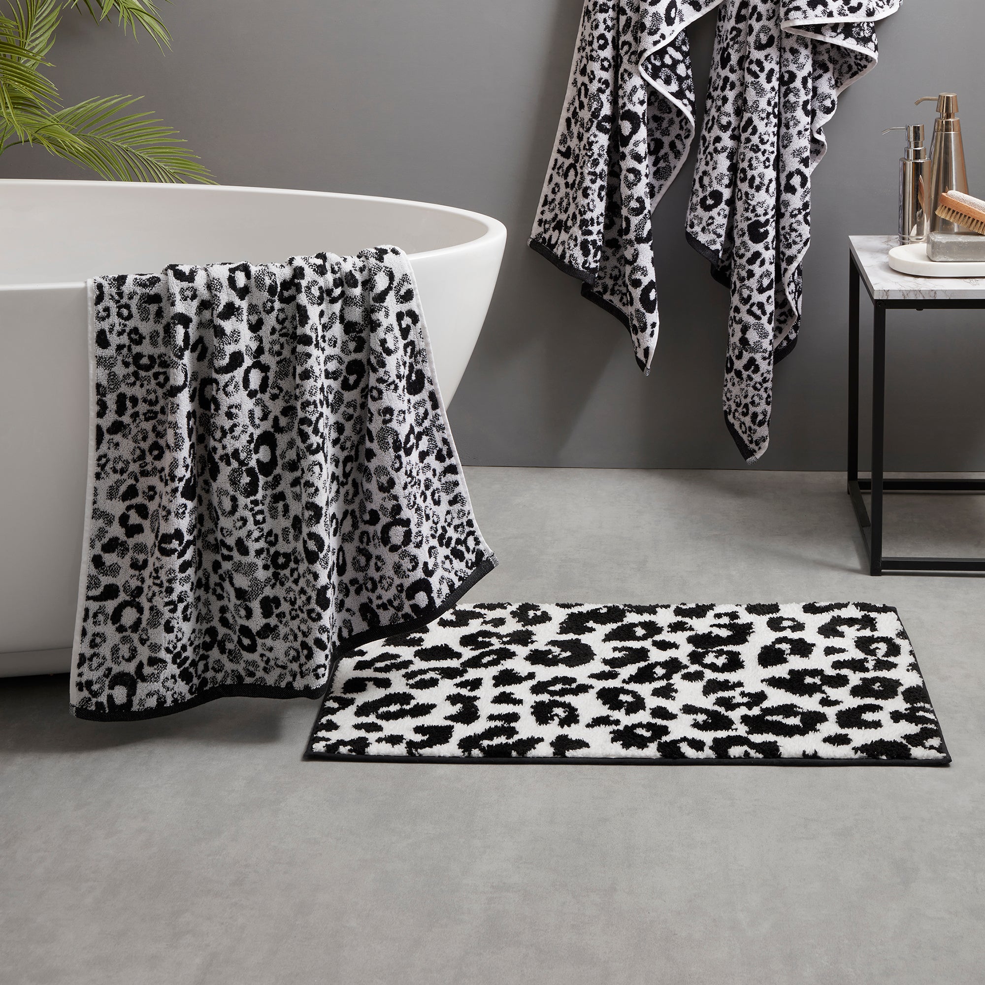 Animal Print Bath Mat by Fusion Bathroom in Black 50 x 80cm