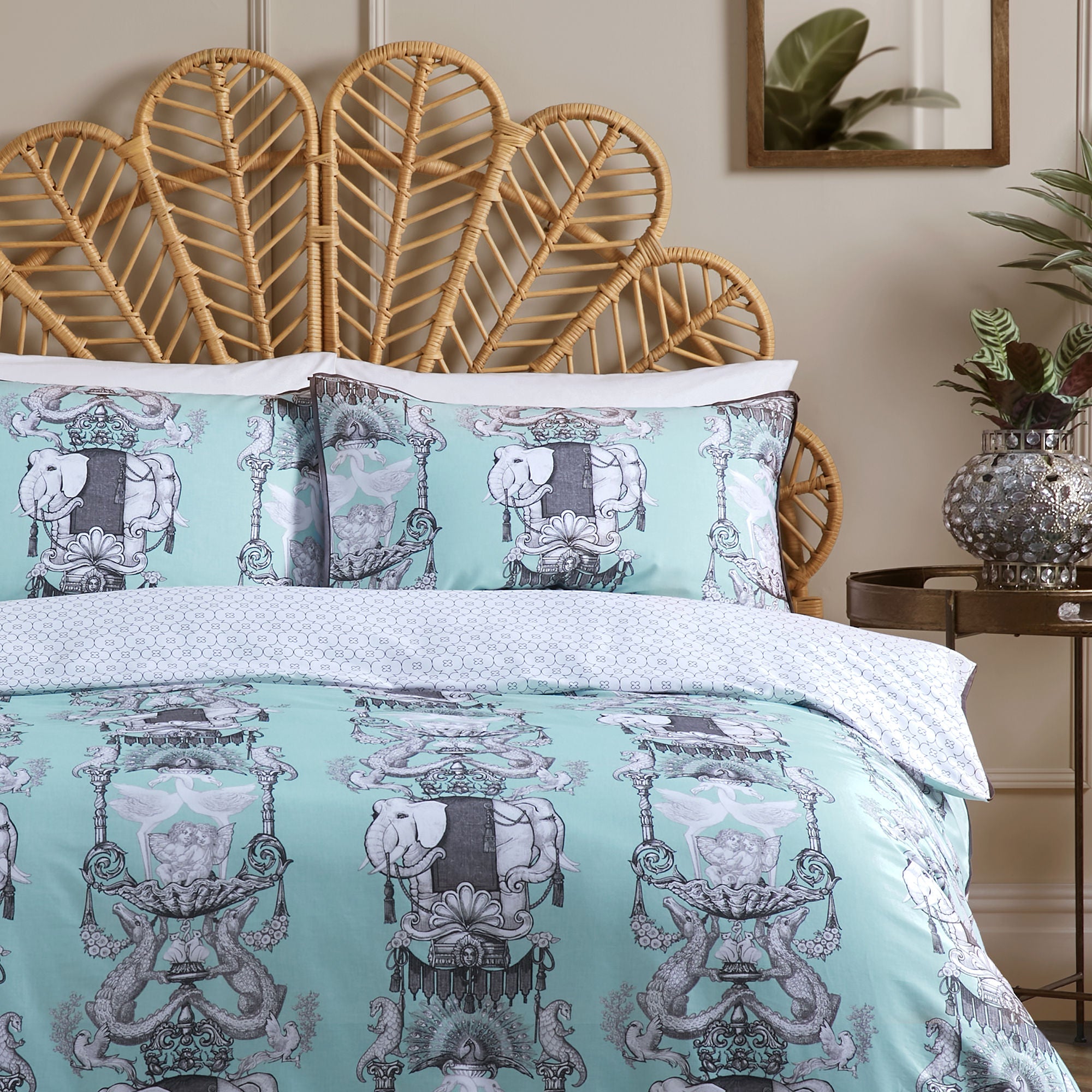 Animalia Duvet Cover Set by Laurence Llewelyn-Bowen in Duck Egg - Duvet Cover Set - Laurence Llewelyn-Bowen