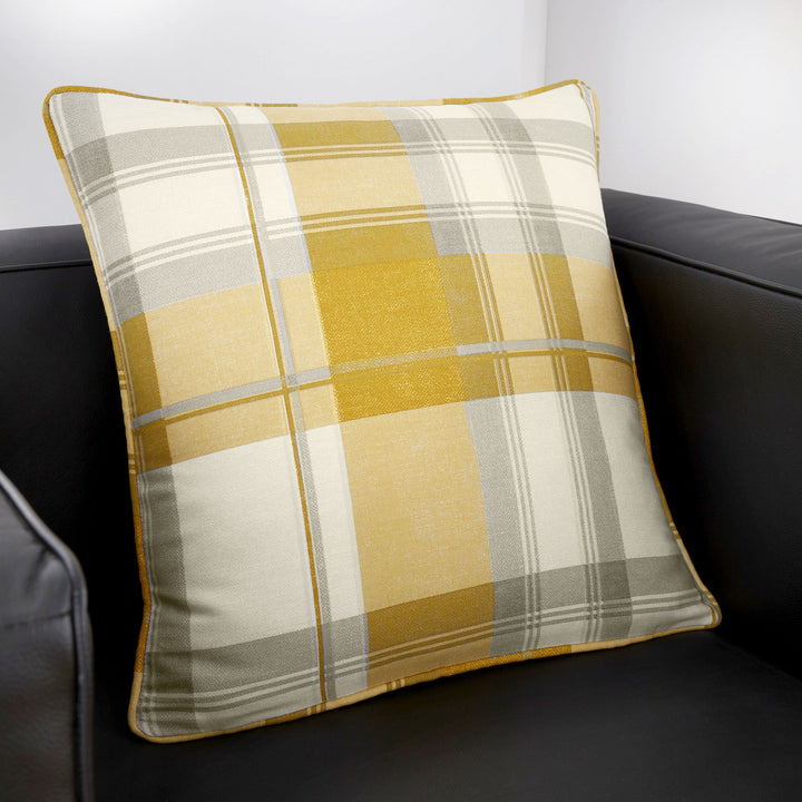 Balmoral Check Cushion by Fusion in Ochre 43 x 43cm - Cushion - Fusion