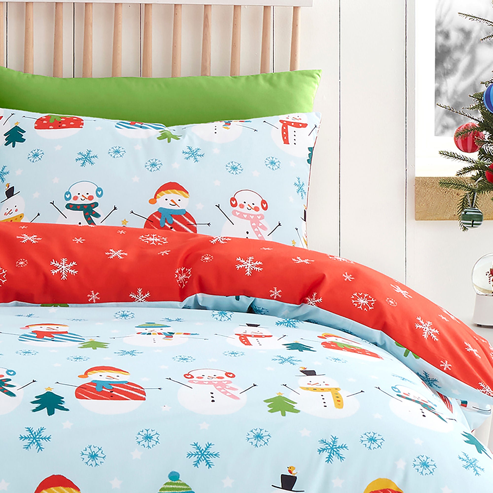 Christmas Snowman Duvet Cover Set by Fusion in Duck Egg - Duvet Cover Set - Fusion