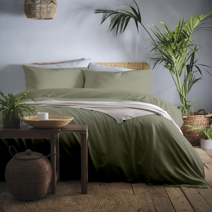 Cassia Duvet Cover Set by Appletree Loft in Khaki - Duvet Cover Set - Appletree Loft