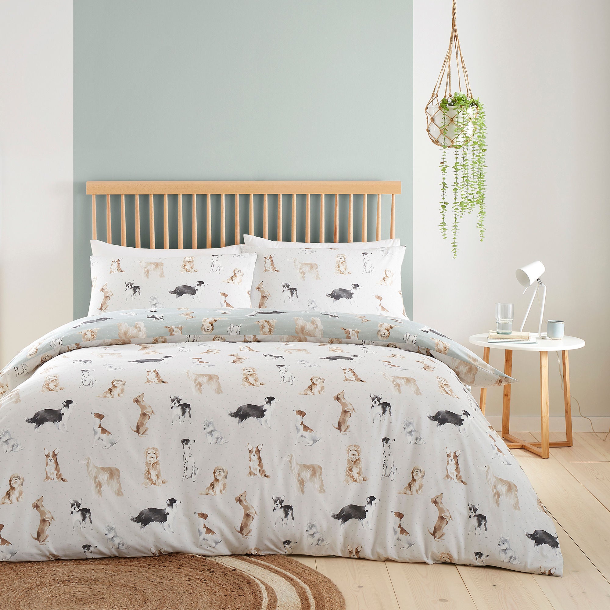 Cute Dogs Duvet Cover Set by Fusion in Duck Egg - Duvet Cover Set - Fusion