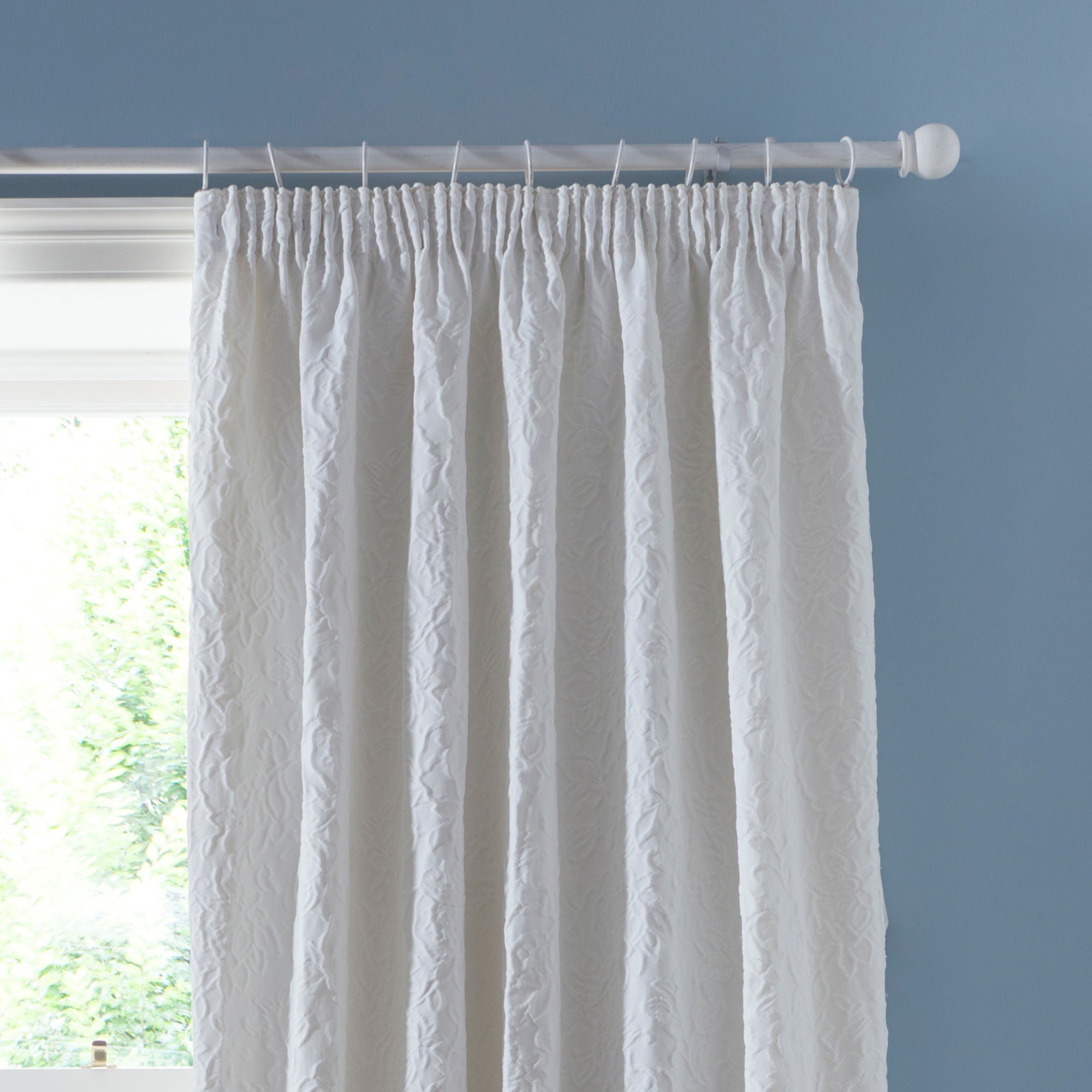 Collier Pair of Pencil Pleat Curtains With Tie-Backs by Appletree Heritage in White - Pair of Pencil Pleat Curtains With Tie-Backs - Appletree Heritage