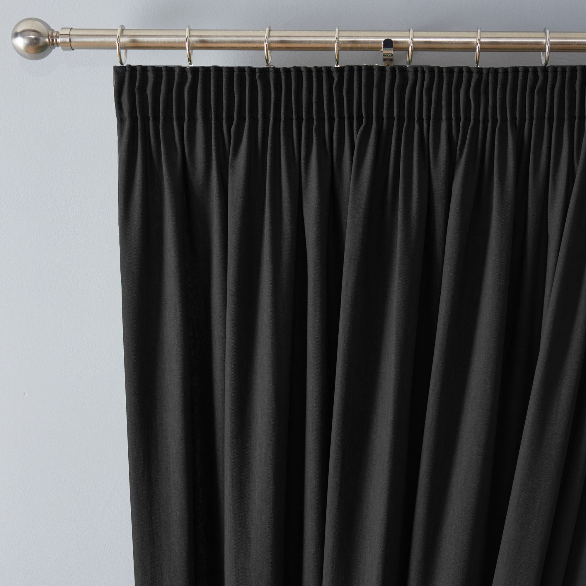 Dijon Pair of Pencil Pleat Curtains by Fusion in Black - Pair of Pencil Pleat Curtains - Fusion