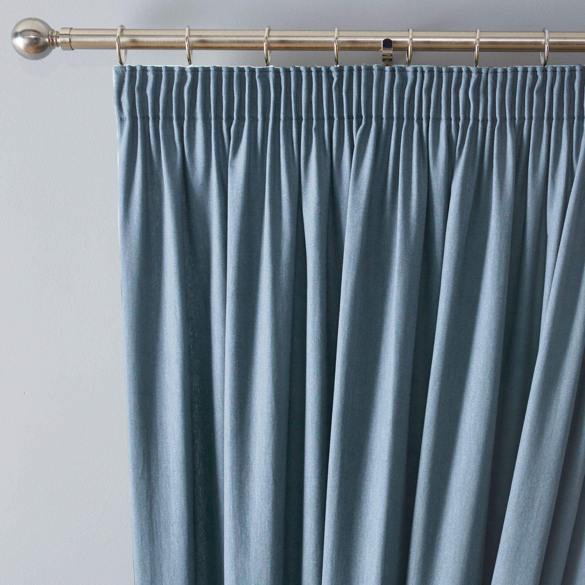 Dijon Pair of Pencil Pleat Curtains by Fusion in Light Blue - Pair of Pencil Pleat Curtains - Fusion