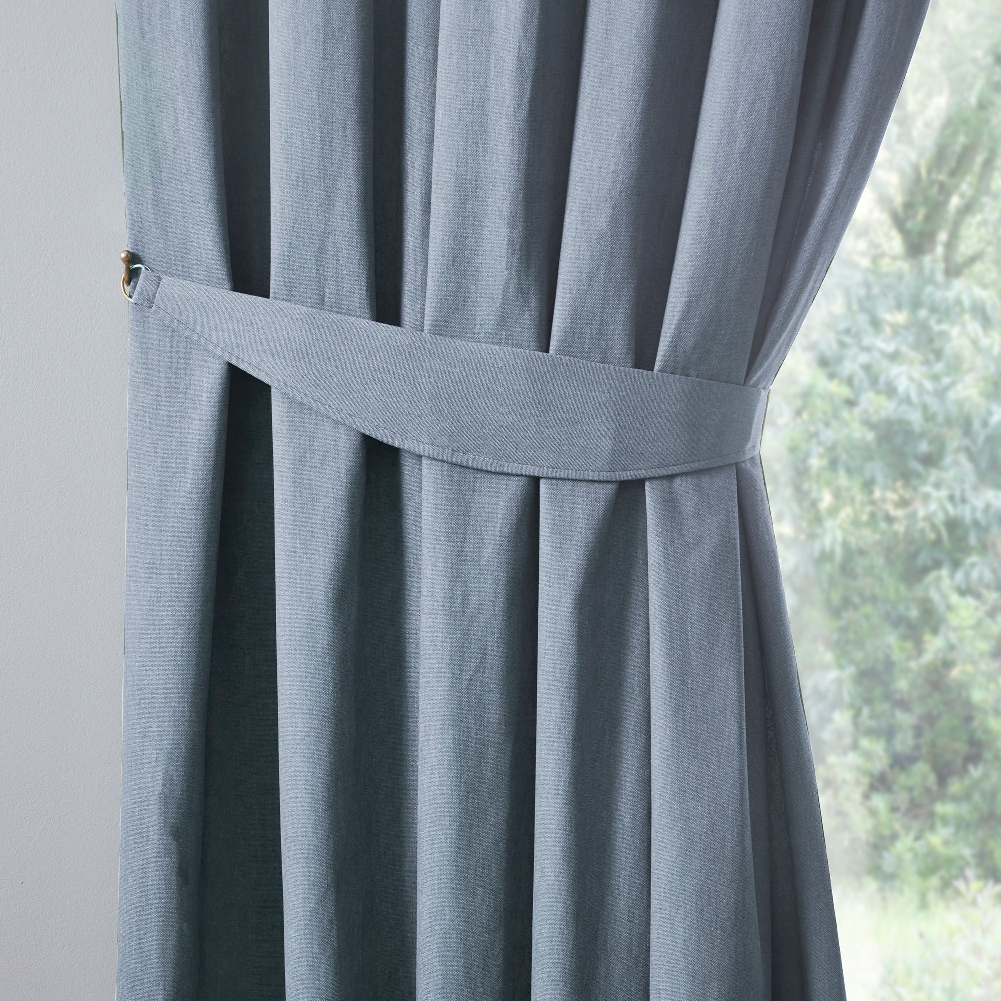 Dijon Pair of Pencil Pleat Curtains by Fusion in Light Blue - Pair of Pencil Pleat Curtains - Fusion