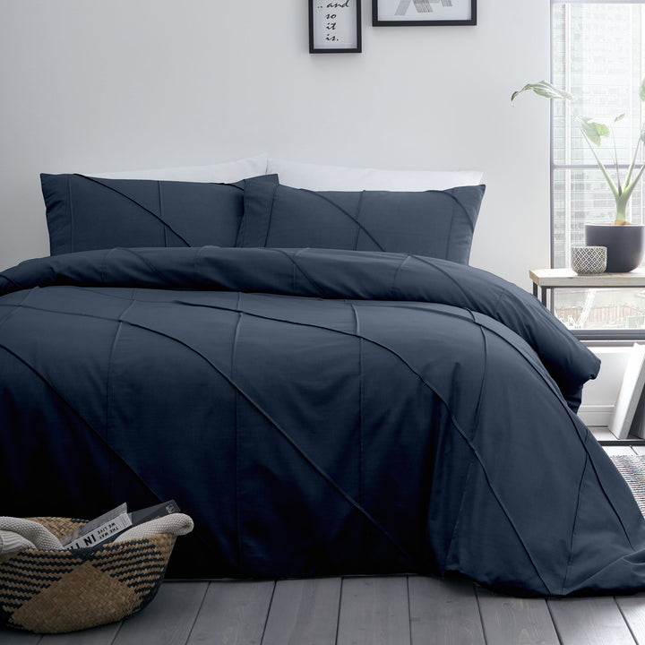 Dart Duvet Cover Set by Serene in Navy - Duvet Cover Set - Serene