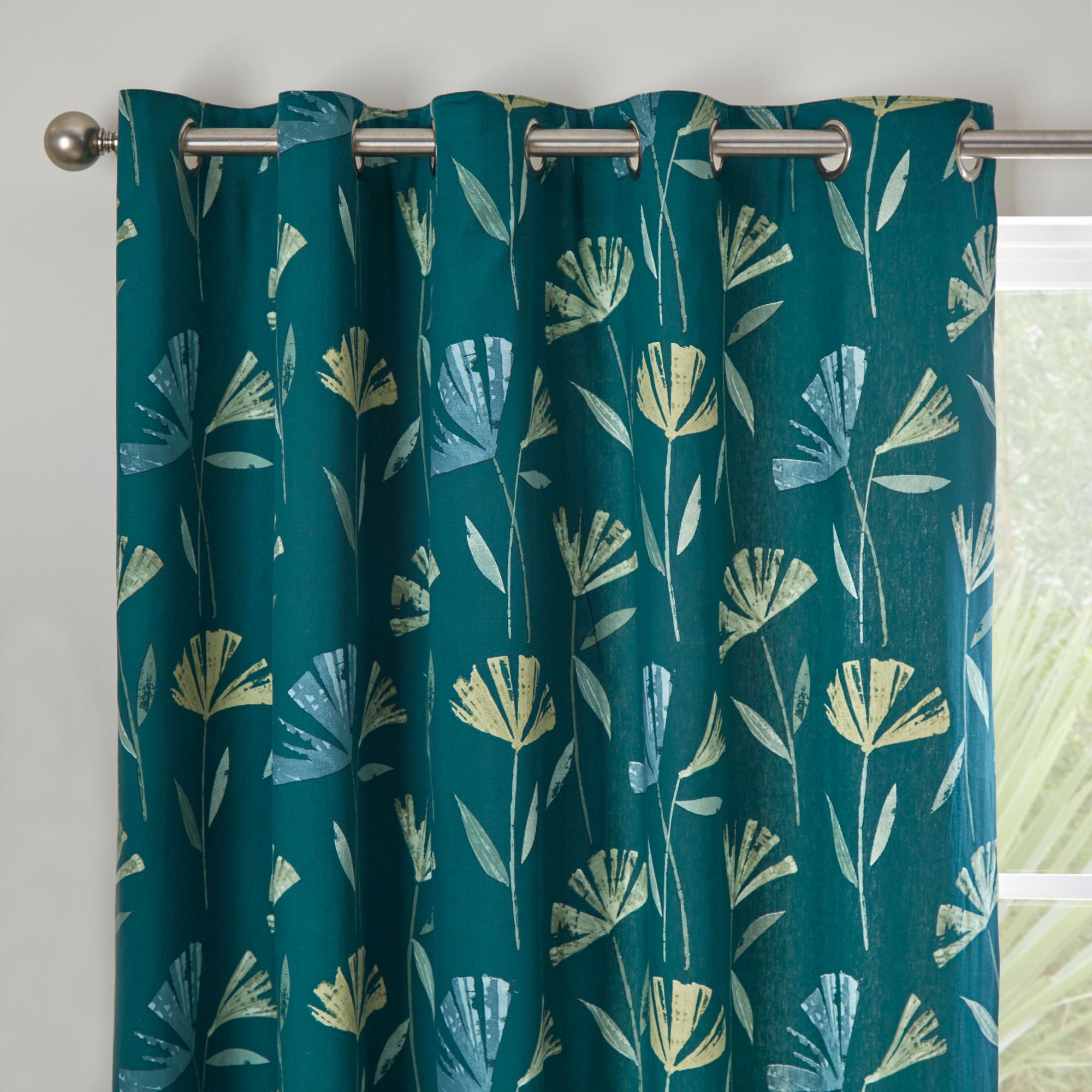 Dacey Pair of Eyelet Curtains by Fusion in Teal - Pair of Eyelet Curtains - Fusion