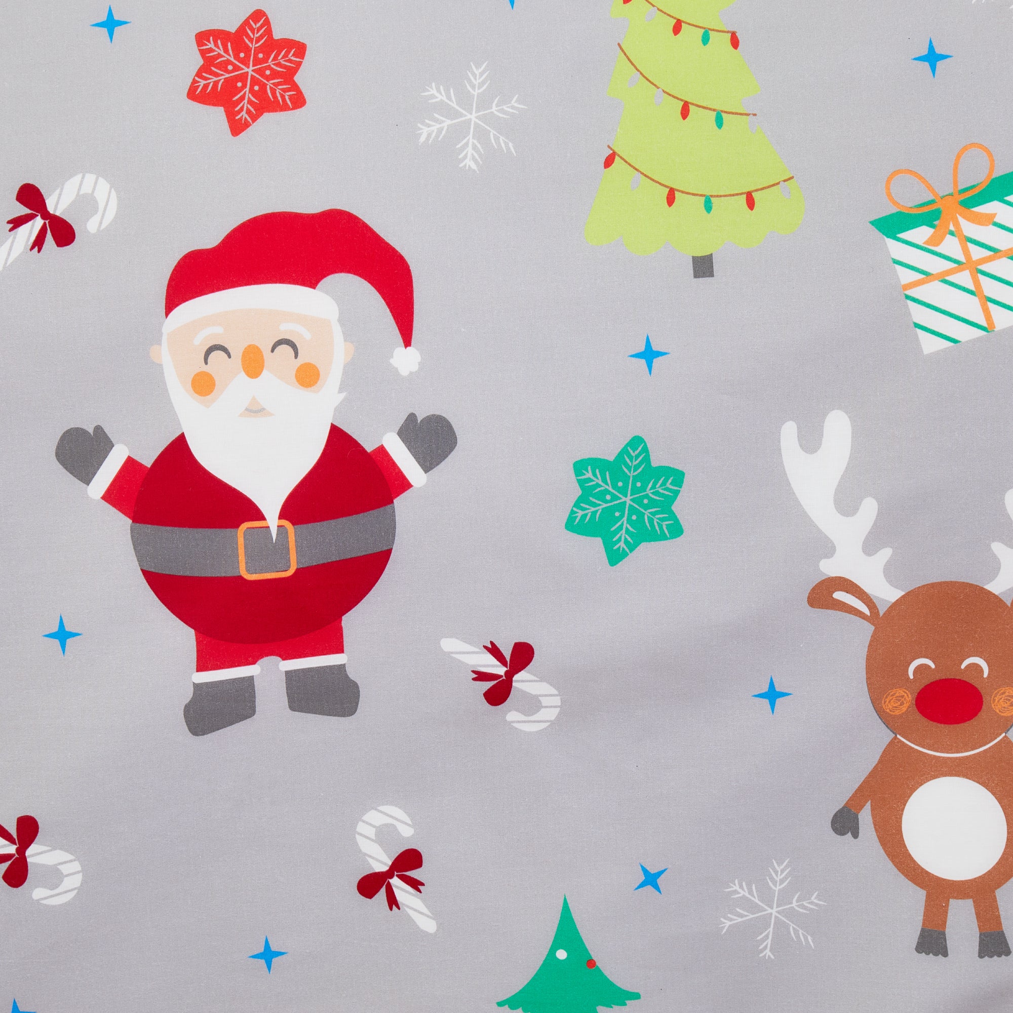 Elf & Santa Duvet Cover Set by Fusion Christmas in Grey - Duvet Cover Set - Fusion Christmas