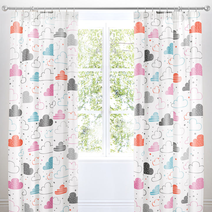 Fairy Clouds Pair of Pencil Pleat Curtains by Cosatto in Multicolour - Pair of Pencil Pleat Curtains - Cosatto