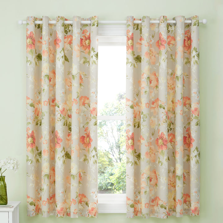 Flourette Pair of Eyelet Curtains by Dreams & Drapes Design in Natural