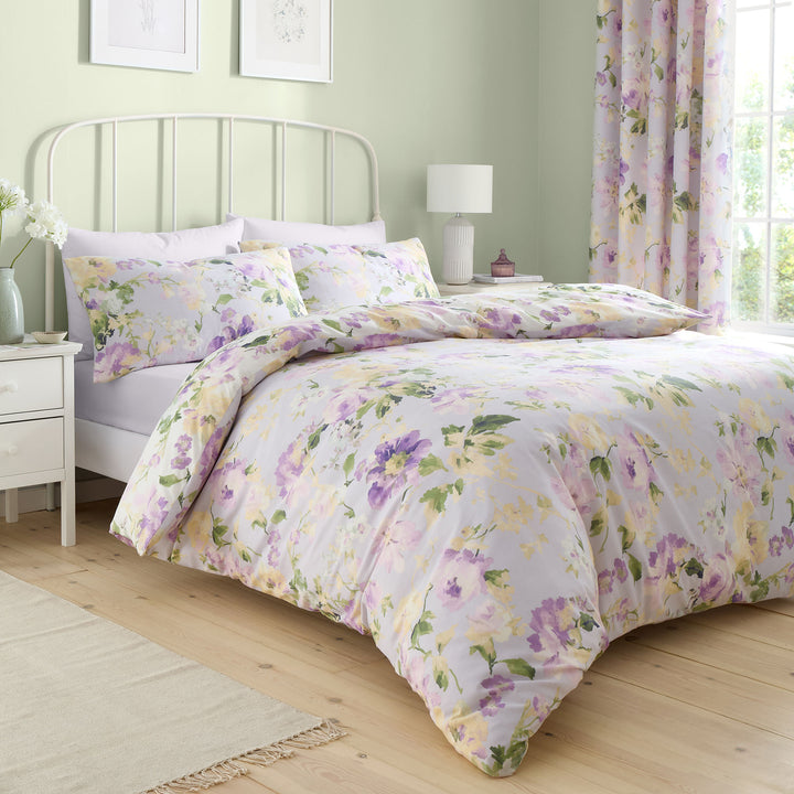 Flourette Duvet Cover Set by Dreams & Drapes Design in Lilac