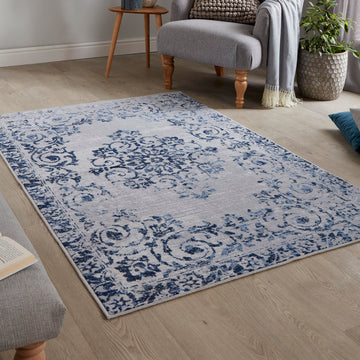 Faraday Washable Rug by Dreams & Drapes Design in Blue 120 x 180cm - Washable Rug - Dreams & Drapes Design