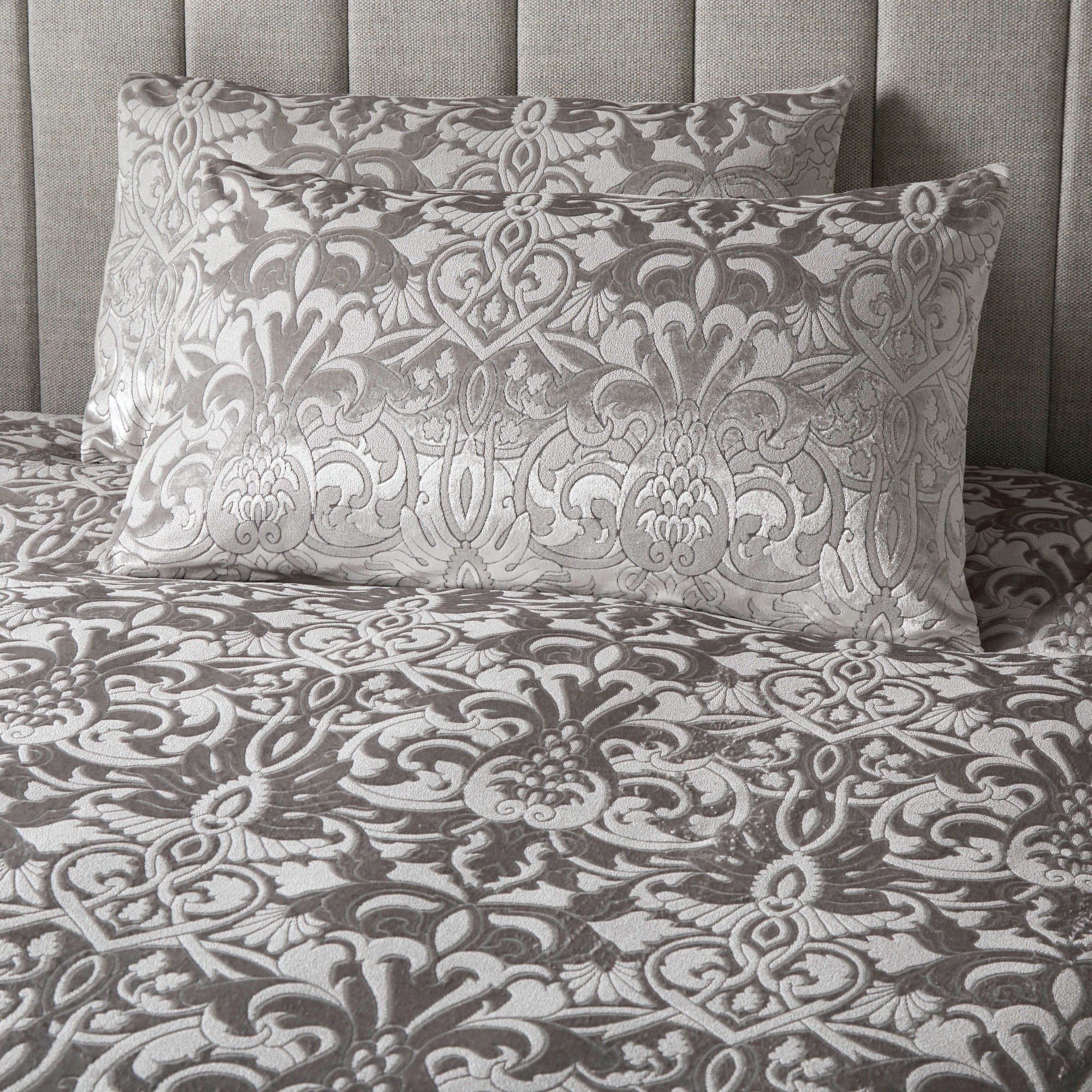 Firenza Duvet Cover Set by Laurence Llewelyn-Bowen in Silver - Duvet Cover Set - Laurence Llewelyn-Bowen