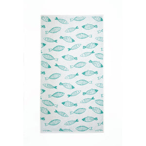 Fusion Fish Jacquard 100% Cotton 550gsm Hand Towel, Aqua/White, 2 Pack