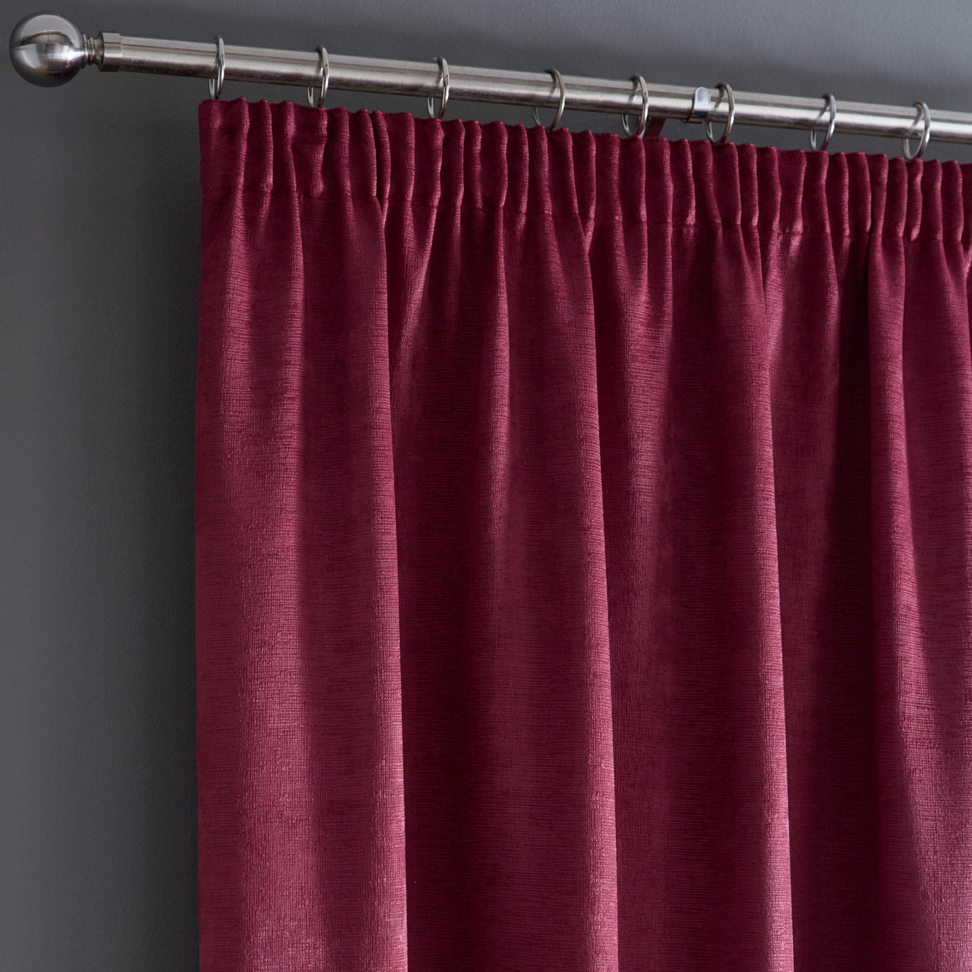 Galaxy Pair of Pencil Pleat Curtains by Fusion in Wine - Pair of Pencil Pleat Curtains - Fusion