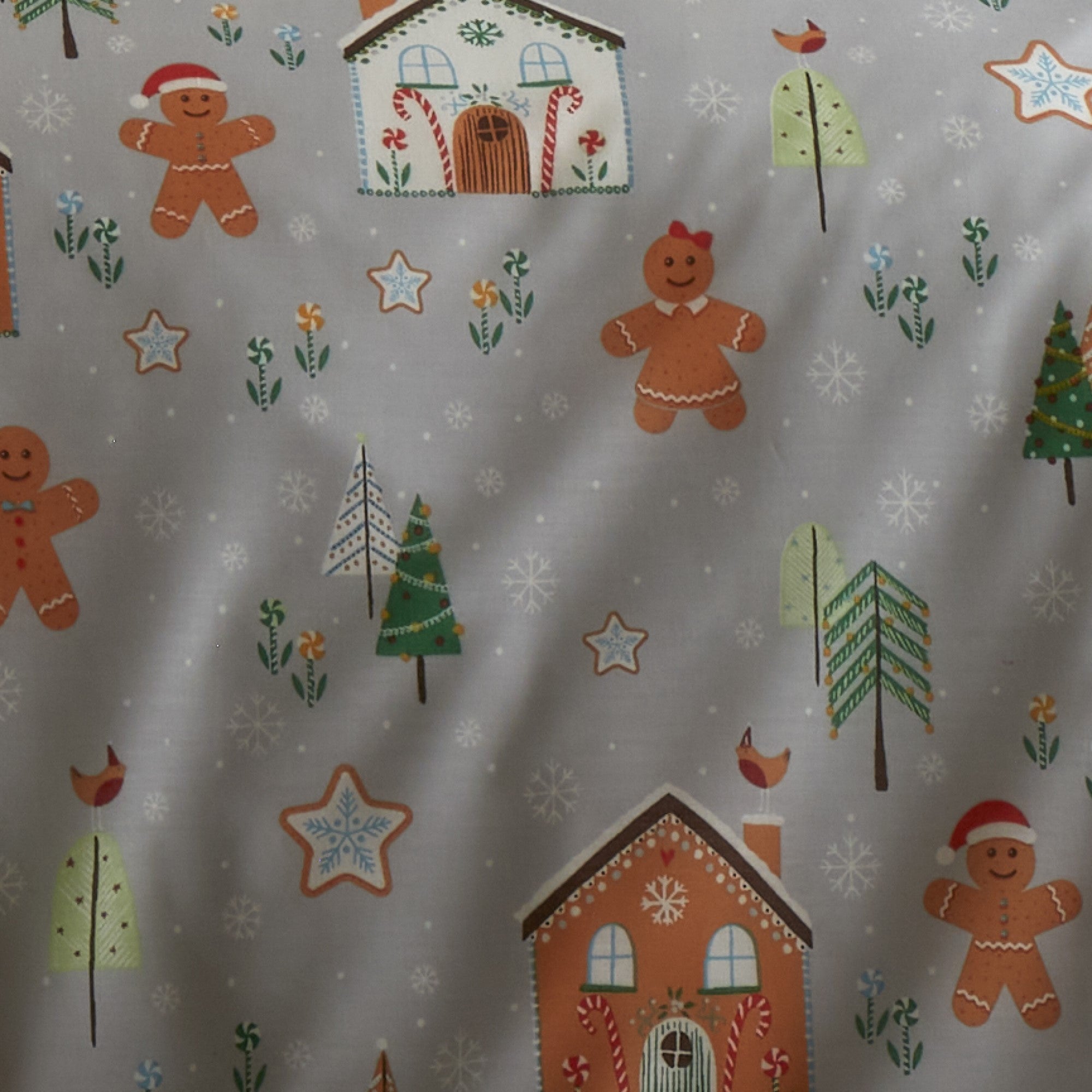 Gingerbread House Duvet Cover Set by Bedlam Christmas in Grey - Duvet Cover Set - Bedlam Christmas