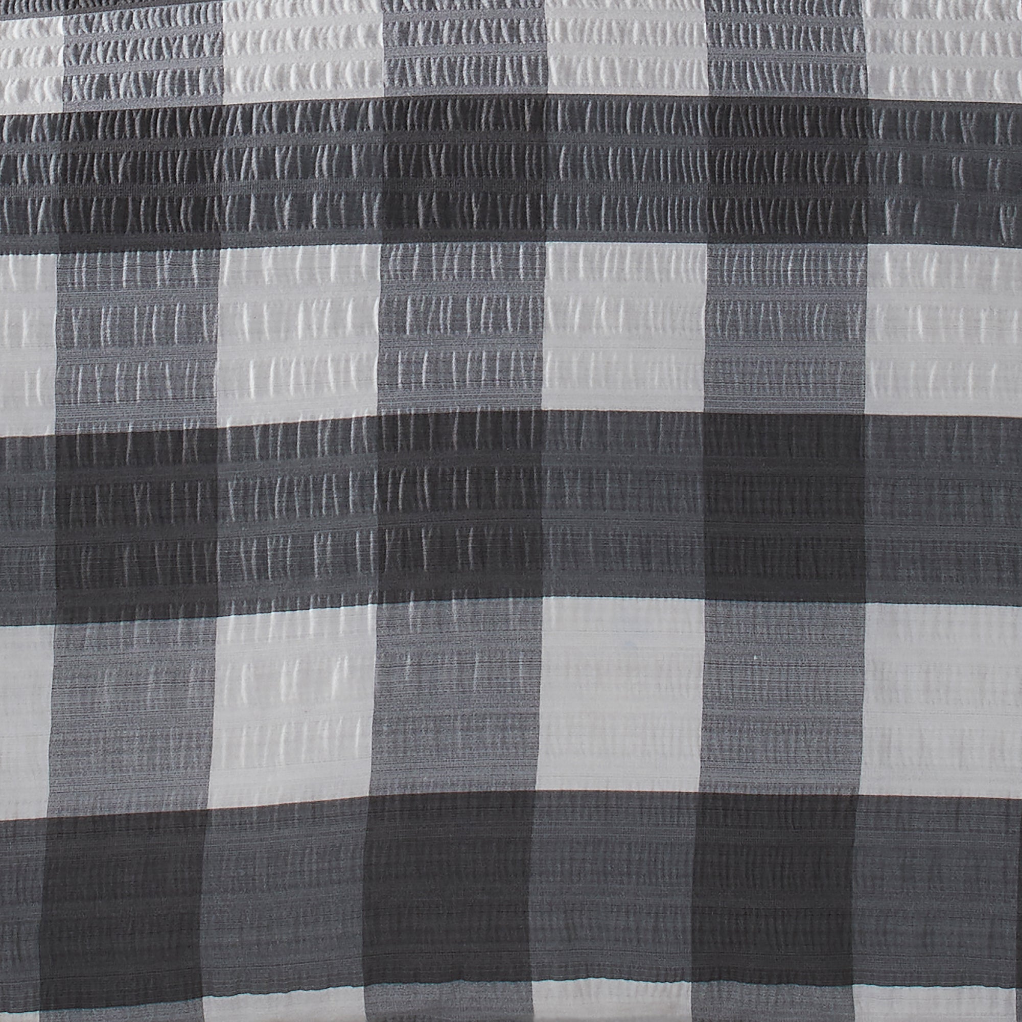 Seersucker Gingham Check Duvet Cover Set by Fusion Snug in Charcoal - Duvet Cover Set - Fusion Snug