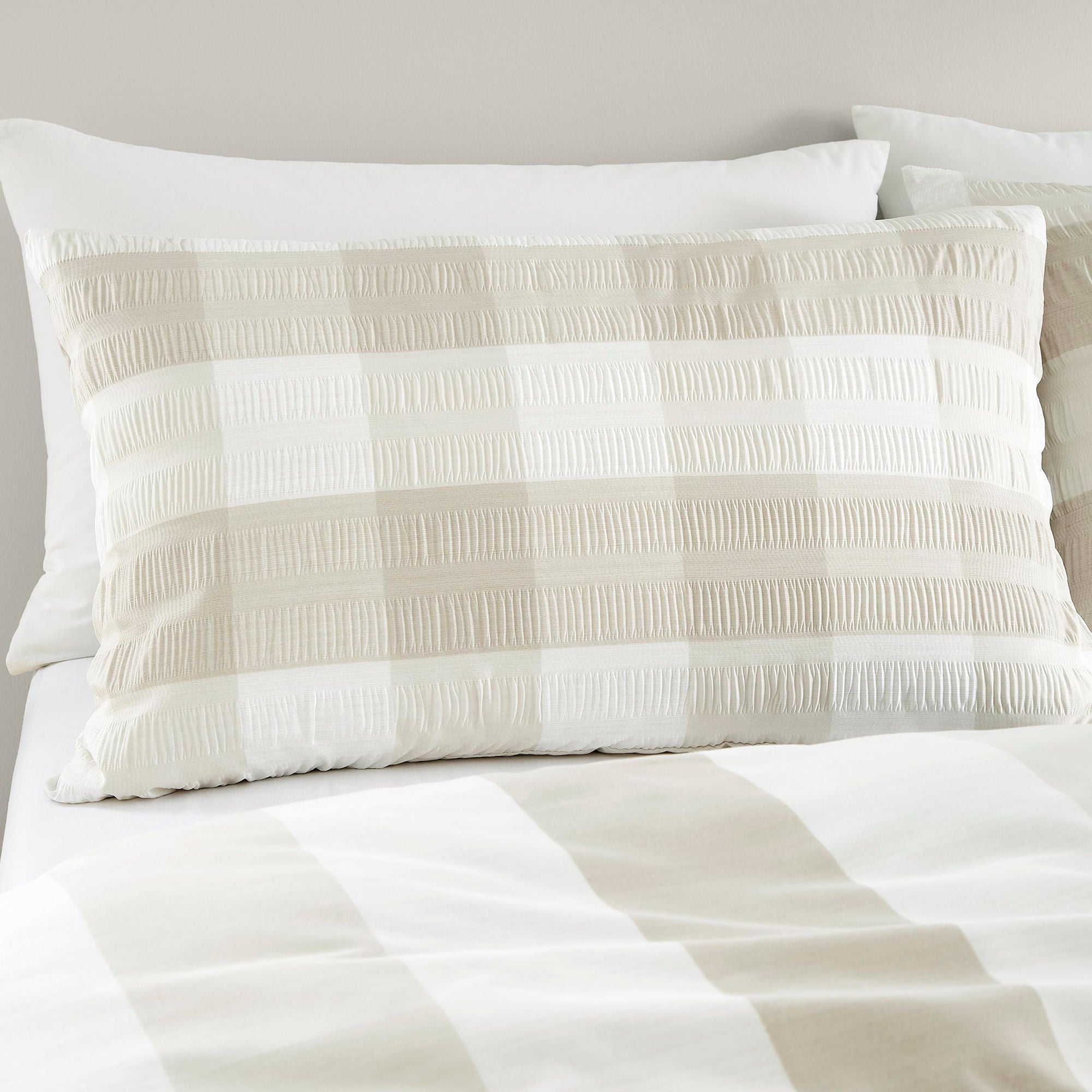 Seersucker Gingham Duvet Cover Set by Fusion in Natural - Duvet Cover Set - Fusion