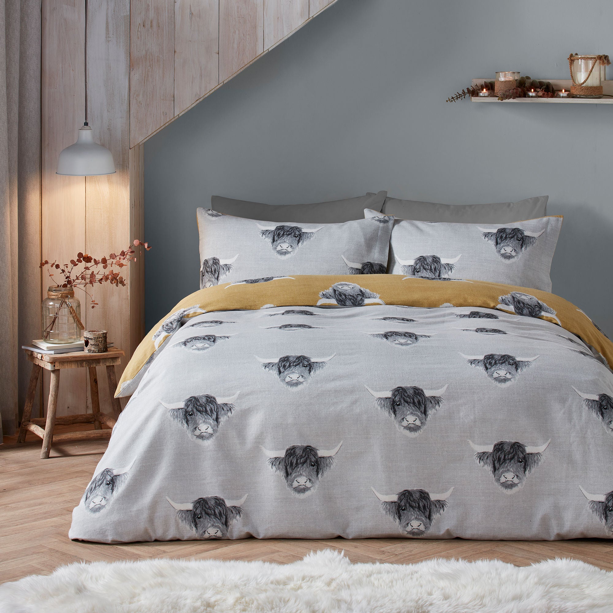 Highland Cow Duvet Cover Set by Fusion in Ochre - Duvet Cover Set - Fusion