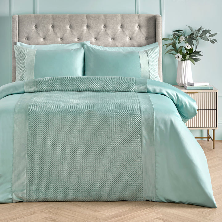 Iras Duvet Cover Set by Soiree in Duck Egg