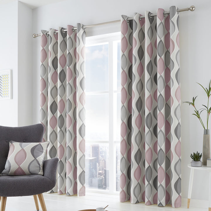 Lennox Pair of Eyelet Curtains by Fusion in Blush - Pair of Eyelet Curtains - Fusion