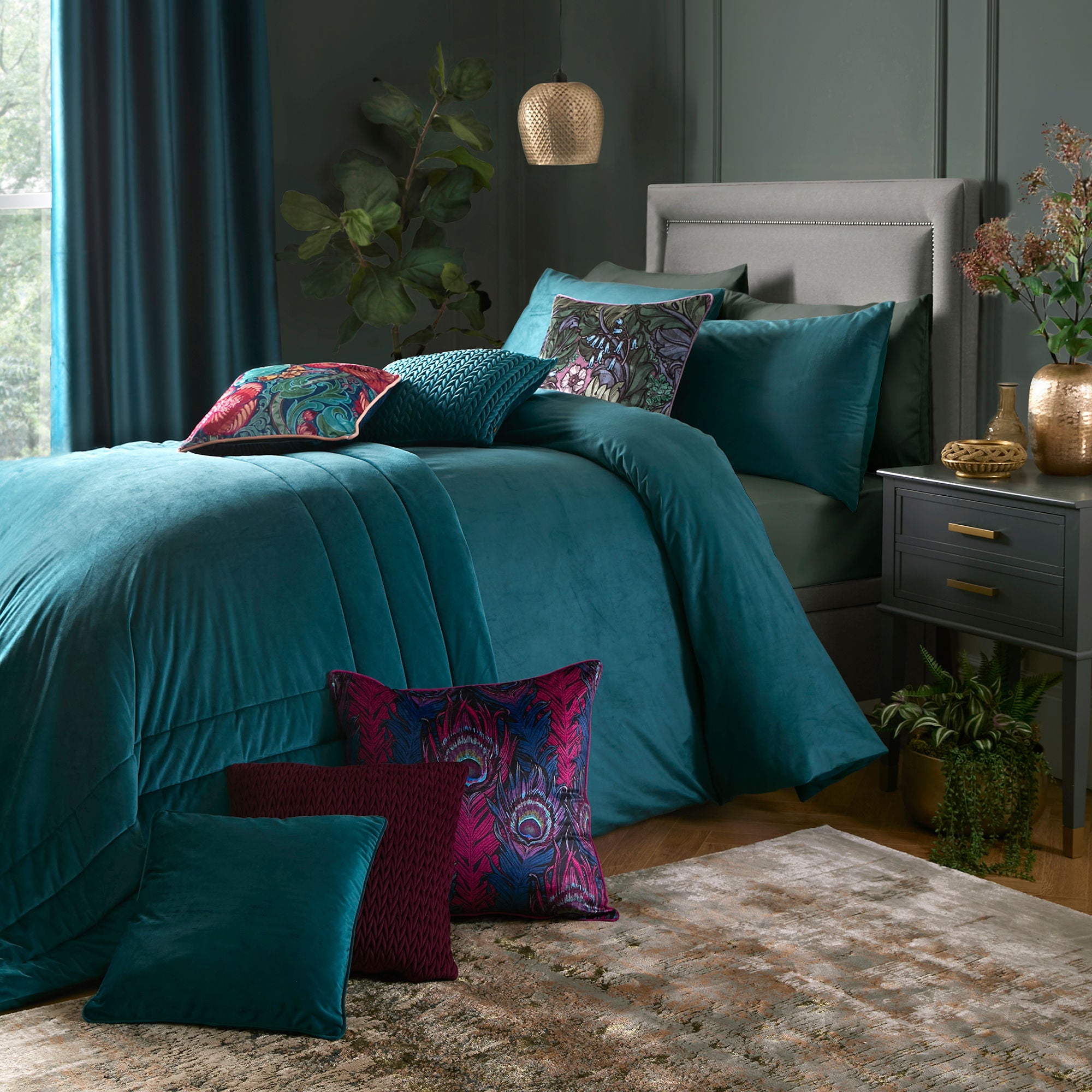 Montrose Duvet Cover Set by Laurence Llewelyn-Bowen in Teal - Duvet Cover Set - Laurence Llewelyn-Bowen