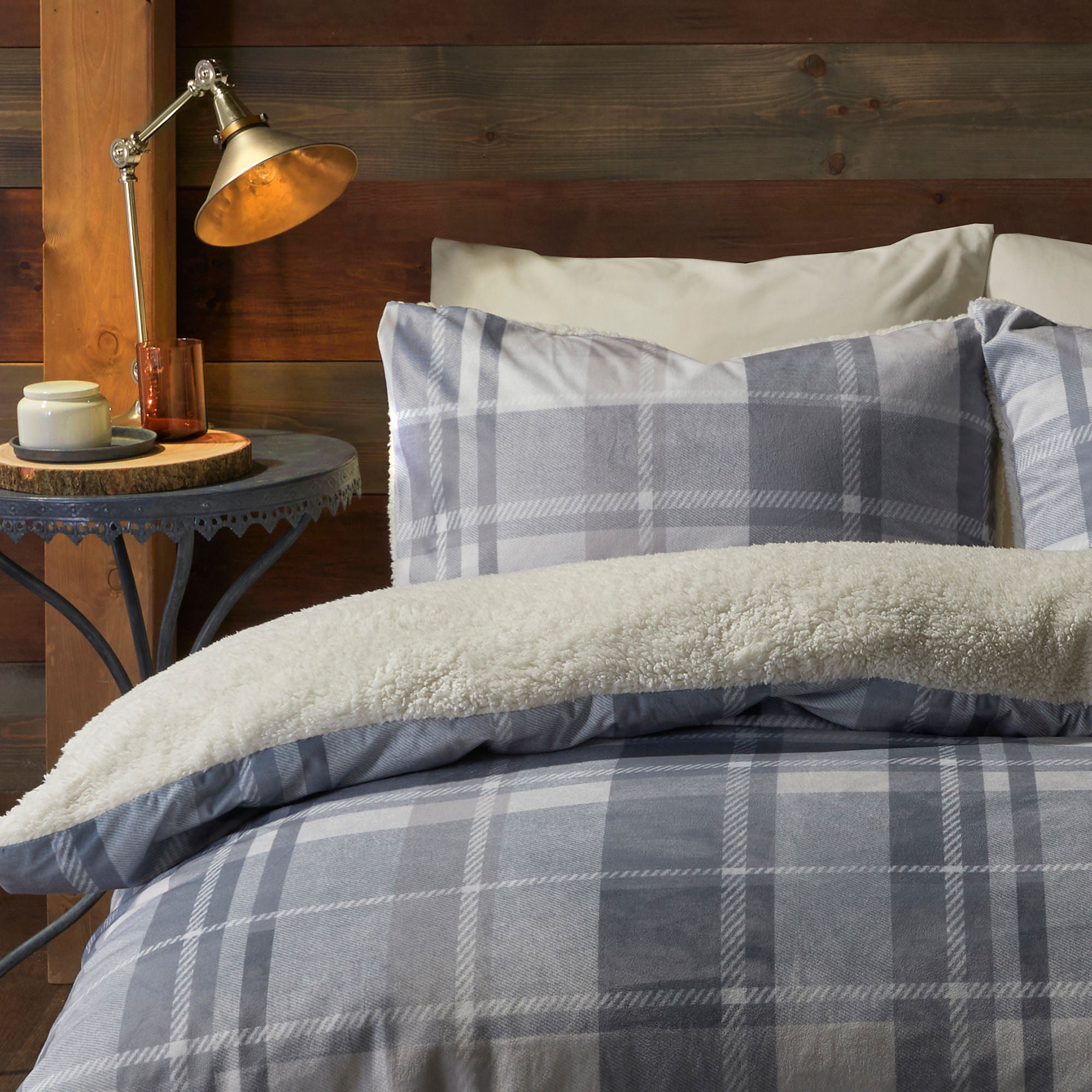 Mulford Check Duvet Cover Set by Fusion Snug in Grey - Duvet Cover Set - Fusion Snug