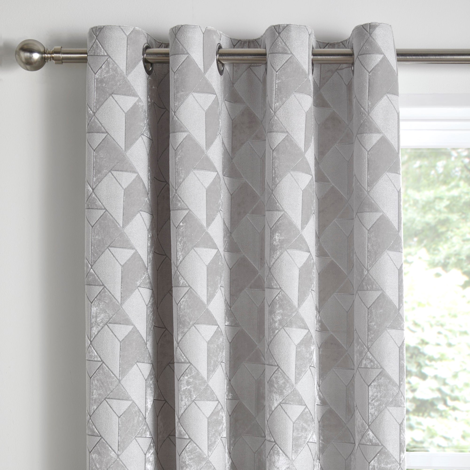 Quentin Pair of Eyelet Curtains by Appletree Boutique in Silver - Pair of Eyelet Curtains - Appletree Boutique