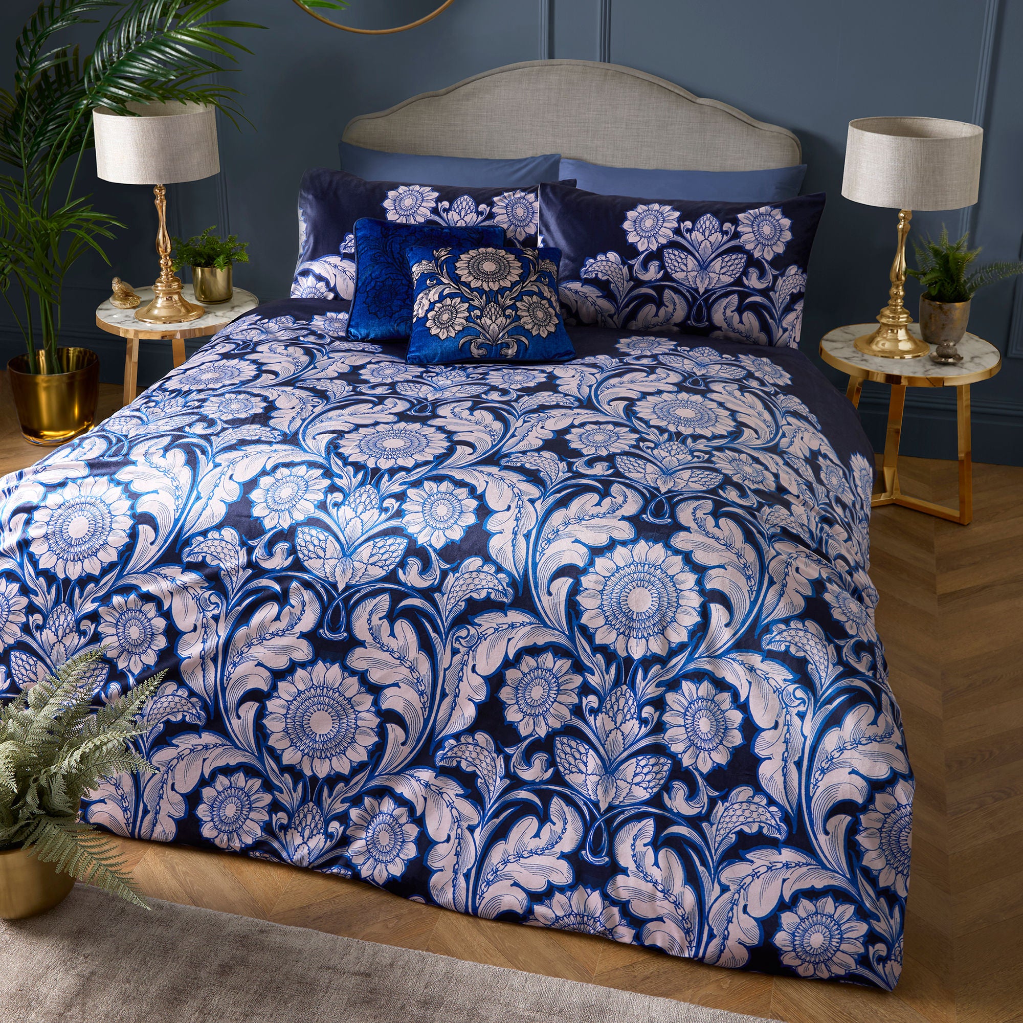 Romilly Duvet Cover Set by Laurence Llewelyn-Bowen in Blue - Duvet Cover Set - Laurence Llewelyn-Bowen