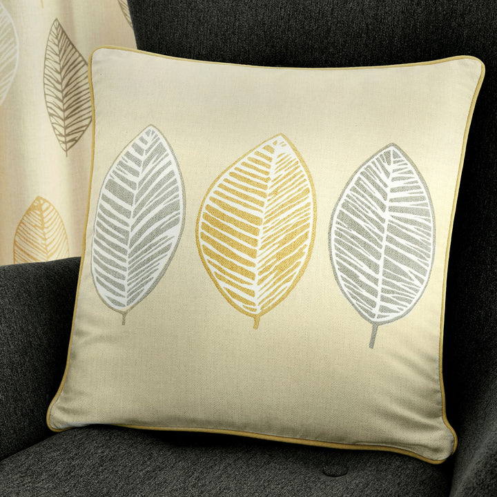 Skandi Leaf Cushion by Fusion in Ochre 43 x 43cm - Cushion - Fusion