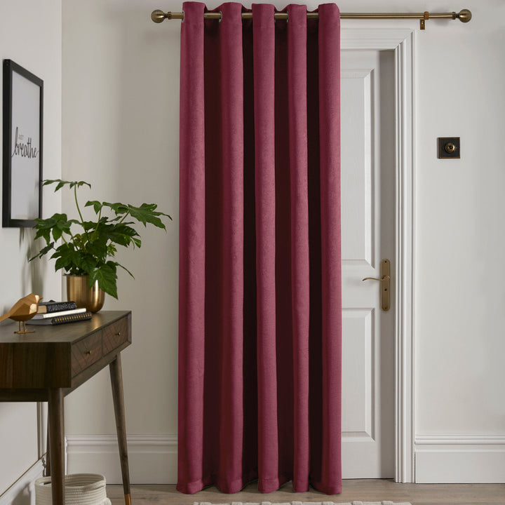 Strata Eyelet Single Panel Door Curtain by Fusion in Wine - Eyelet Single Panel Door Curtain - Fusion