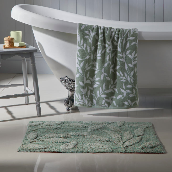 Sandringham Bath Mat by Dreams & Drapes Bathroom in Steel/Sage 50 x 80cm - Bath Mat - Dreams & Drapes Bathroom