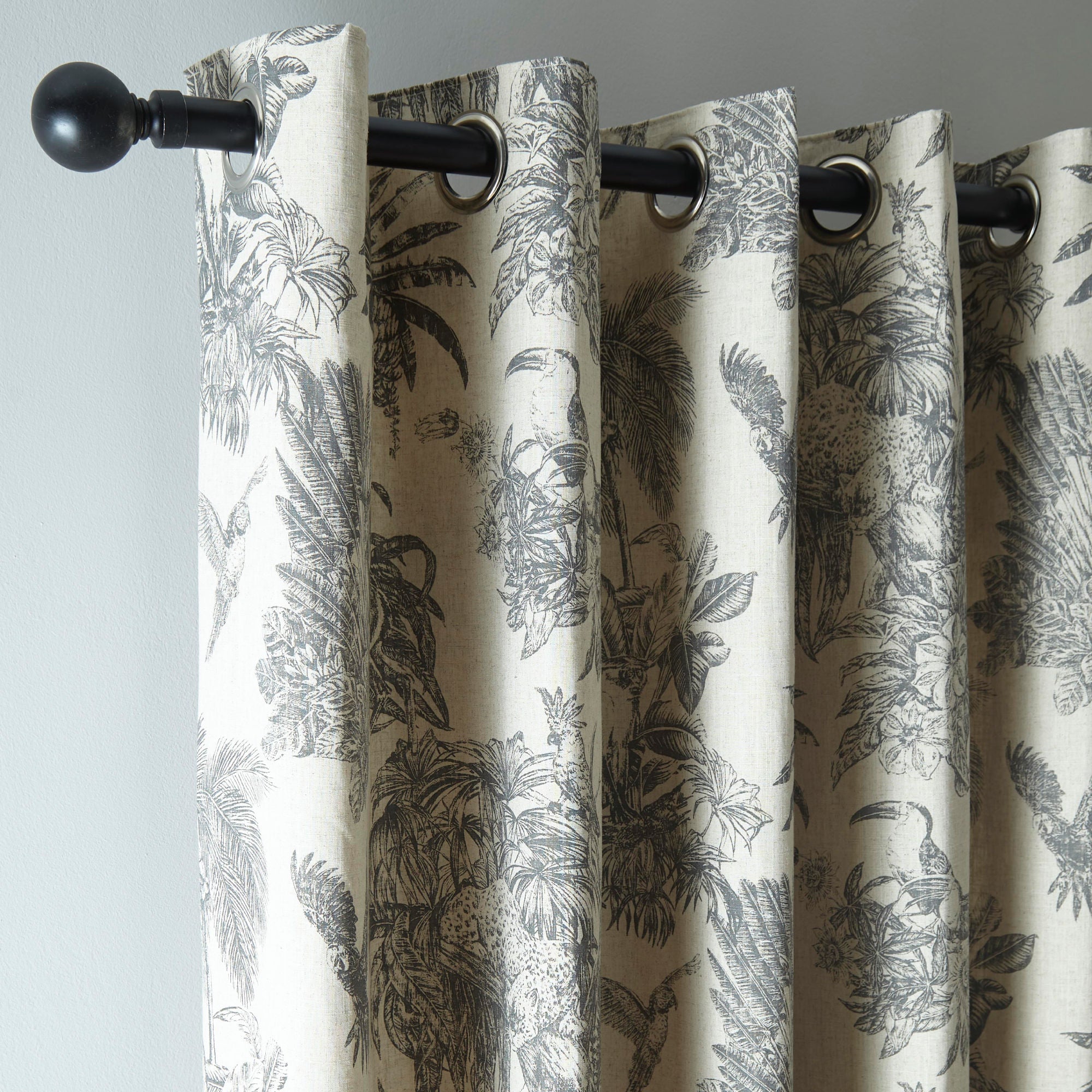 Saranda Pair of Eyelet Curtains by Fusion in Charcoal - Pair of Eyelet Curtains - Fusion