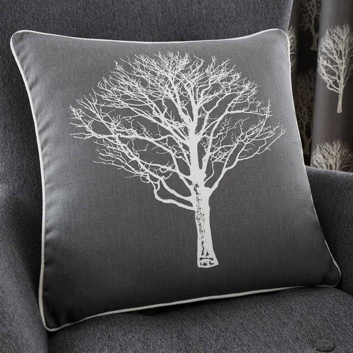 Woodland Trees Cushion by Fusion in Charcoal  43 x 43cm - Cushion - Fusion