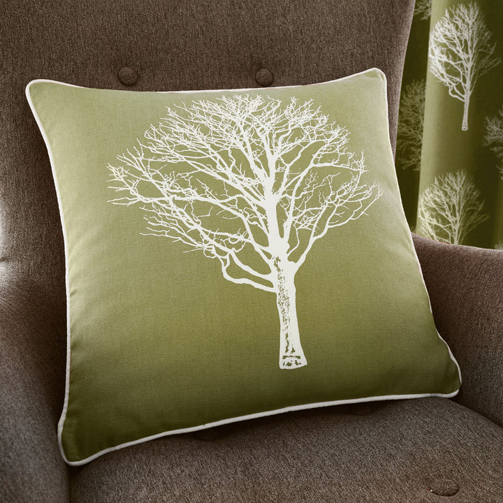 Woodland Trees Cushion by Fusion in Green 43 x 43cm - Cushion - Fusion