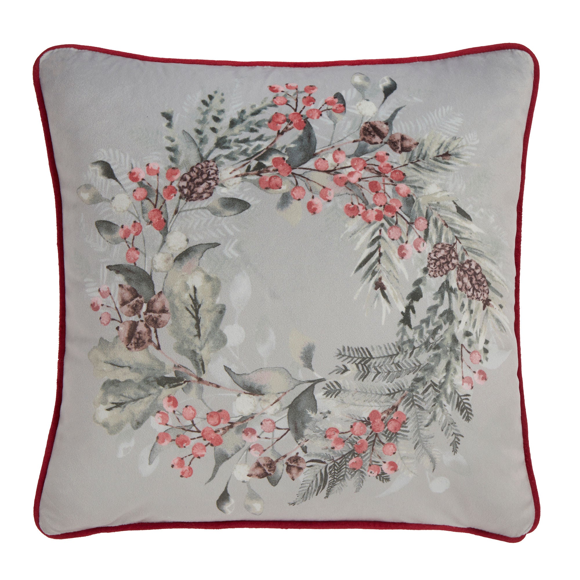 Winter Sprigs Cushion by Dreams & Drapes Lodge in Green 43 x 43cm - Cushion - Dreams & Drapes Lodge