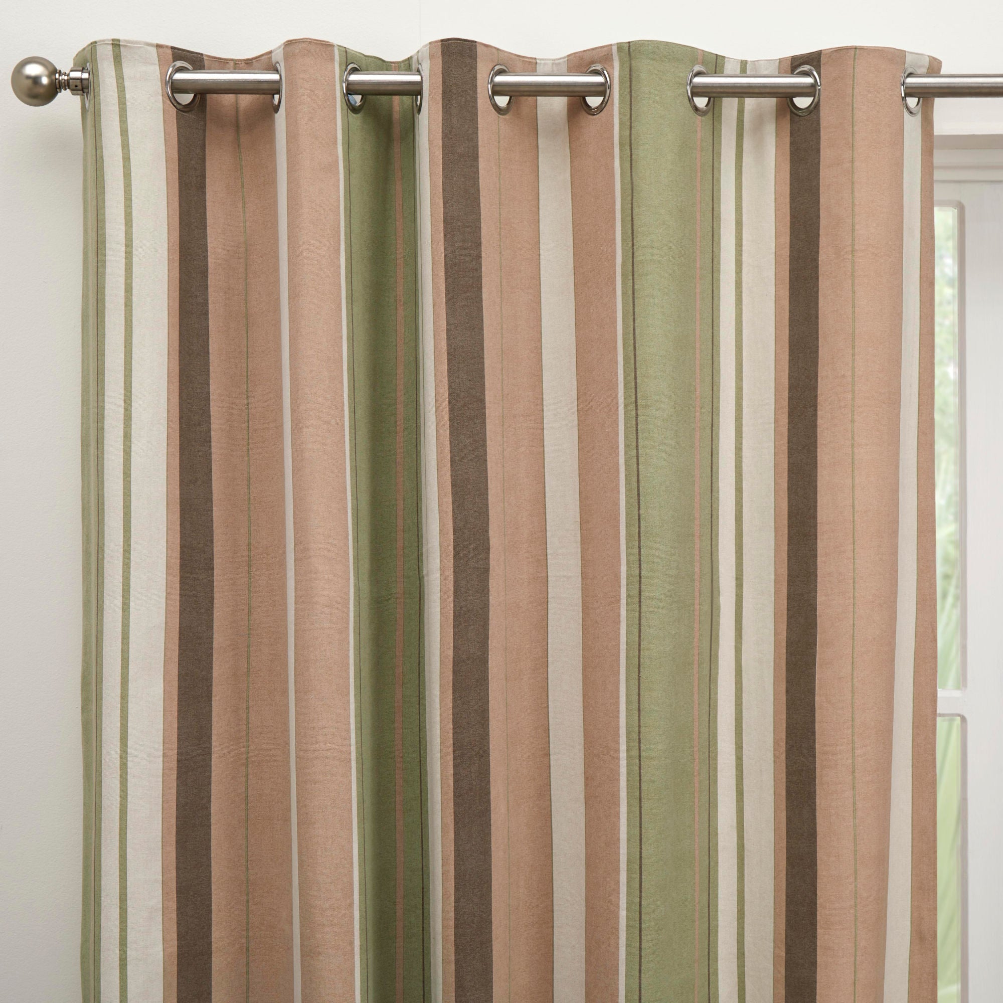 Whitworth Pair of Eyelet Curtains by Fusion in Green - Pair of Eyelet Curtains - Fusion