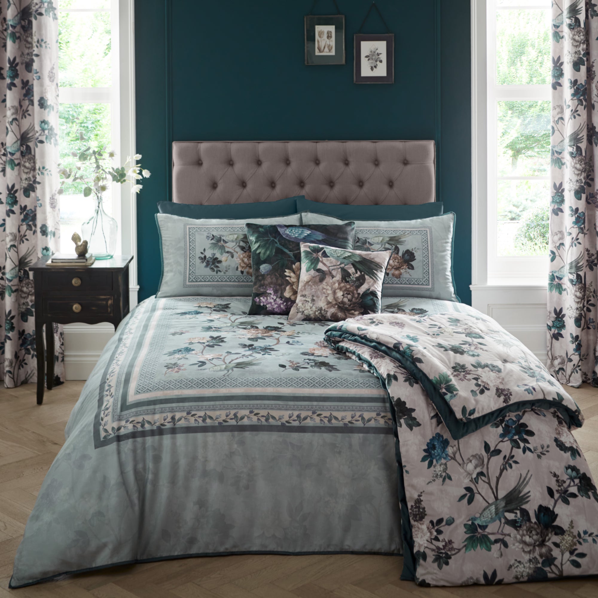 Windsford Duvet Cover Set by Appletree Heritage in Teal - Duvet Cover Set - Appletree Heritage