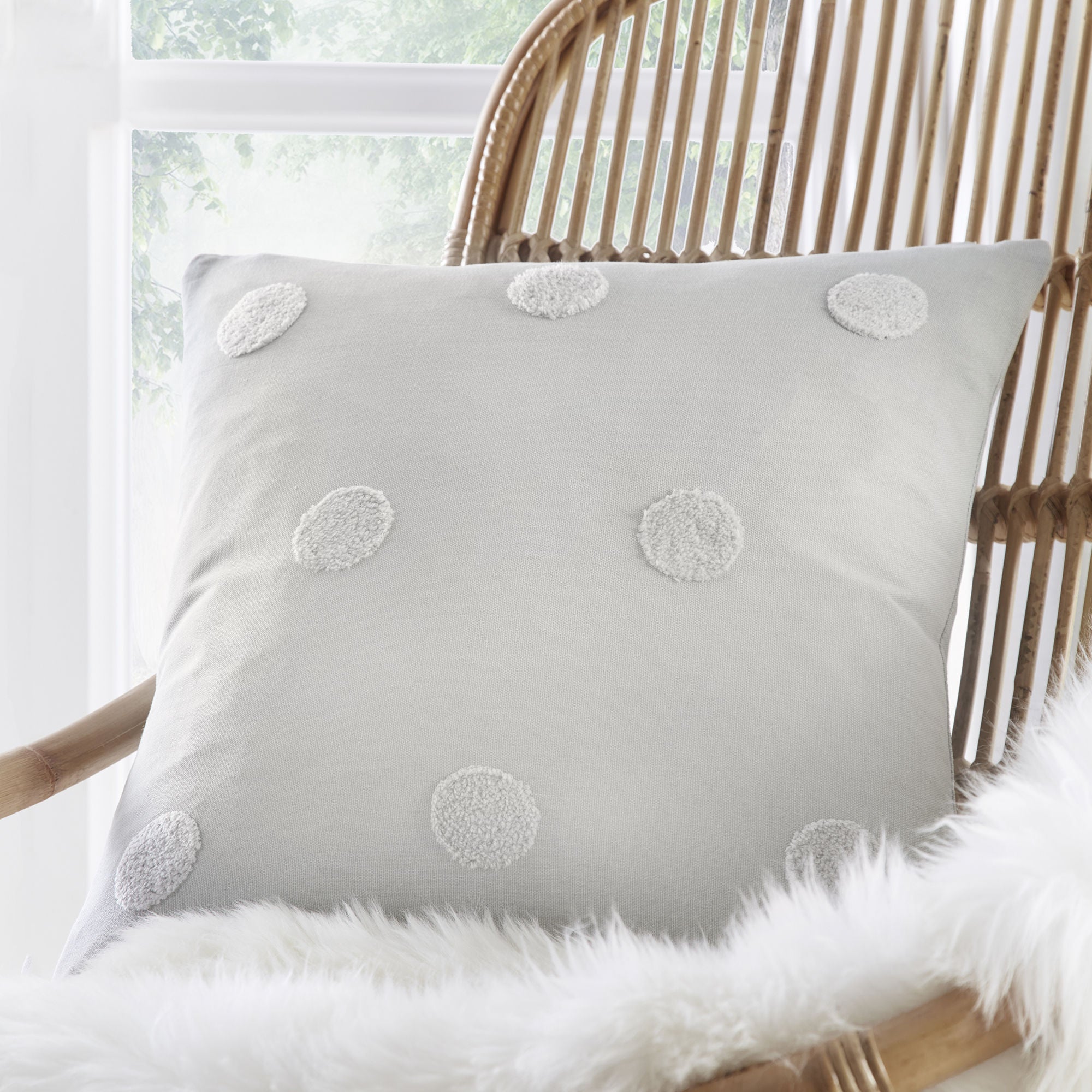 Zara Cushion by Appletree Boutique in Silver with Silver Dots 43 x 43cm - Cushion - Appletree Boutique