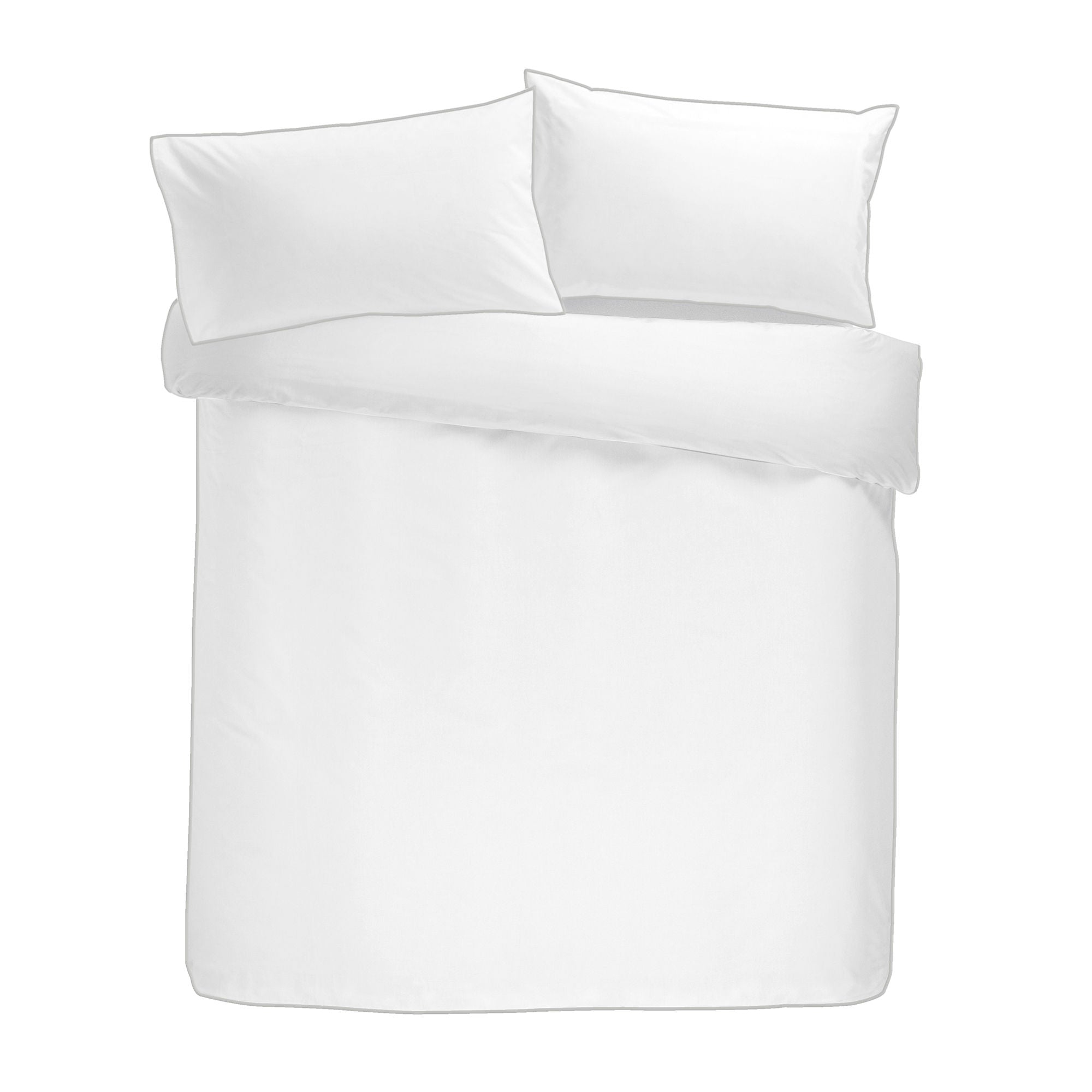 200TC Plain Dye Duvet Cover Set by Appletree Boutique in White with Silver Contrast Piping - Duvet Cover Set - Appletree Boutique