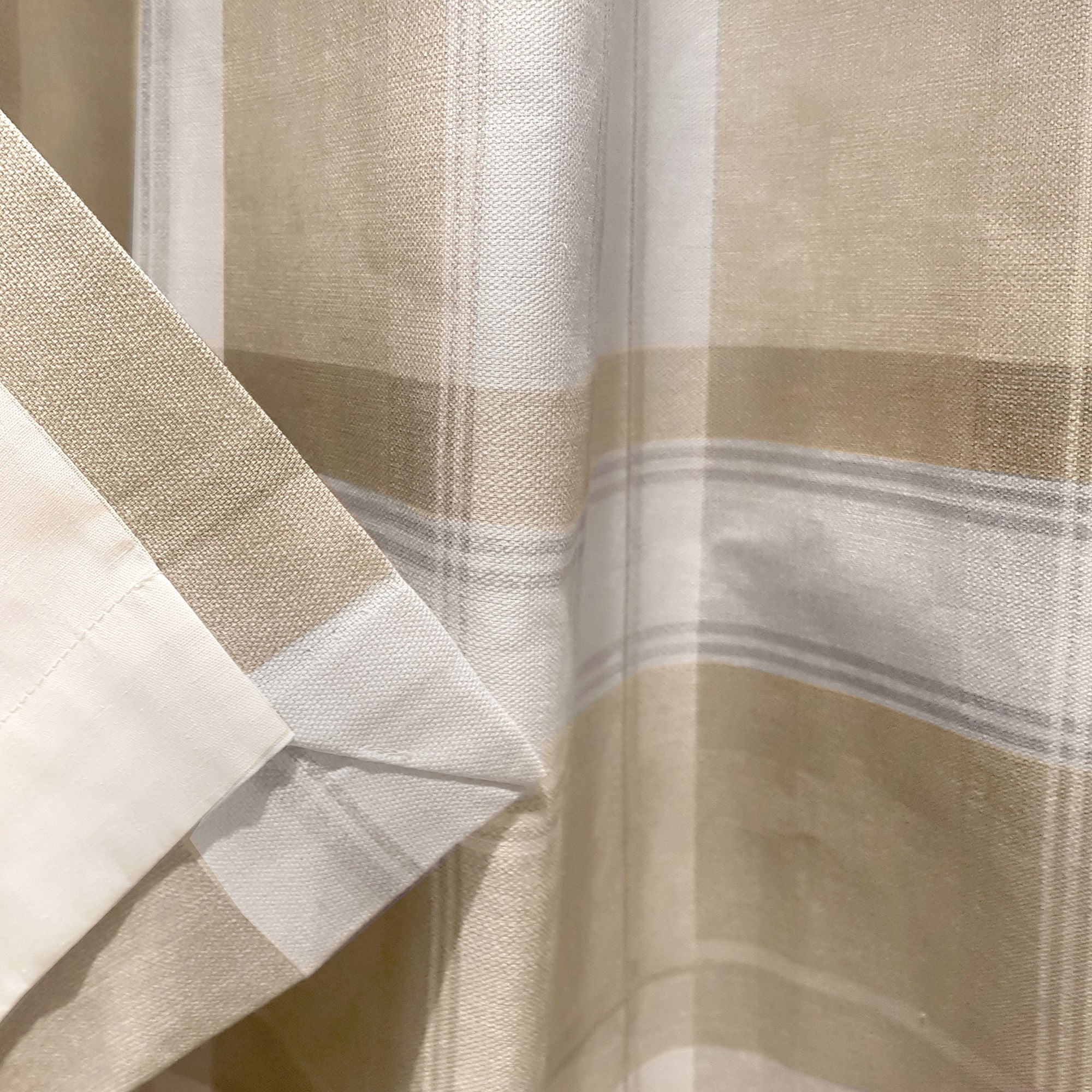 Balmoral Check Pair of Eyelet Curtains by Fusion in Natural - Pair of Eyelet Curtains - Fusion