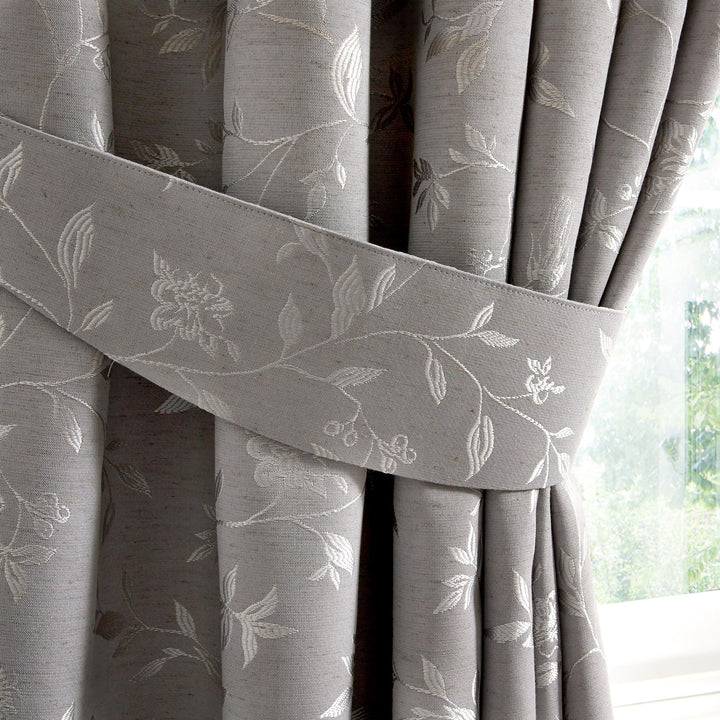 Bird Trail Pair Of Curtain Tiebacks by Curtina in Grey 26