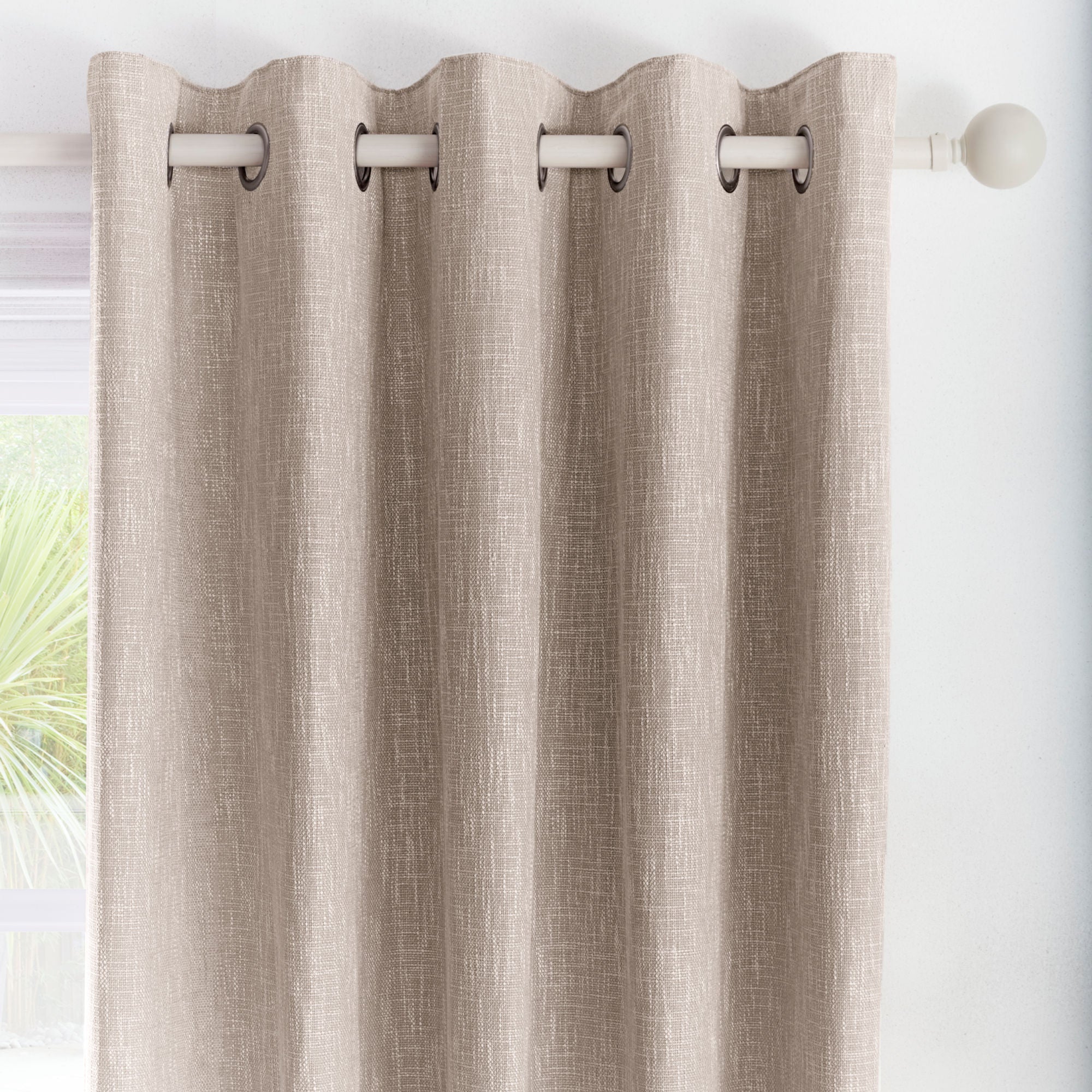 Boucle Pair of Eyelet Curtains by Appletree Loft in Linen - Pair of Eyelet Curtains - Appletree Loft