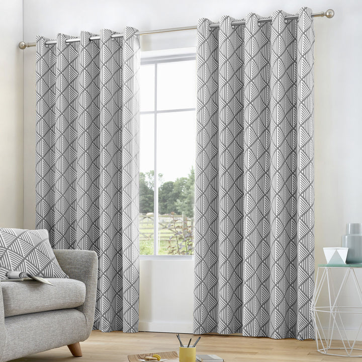 Brooklyn Pair of Eyelet Curtains by Fusion in Grey - Pair of Eyelet Curtains - Fusion