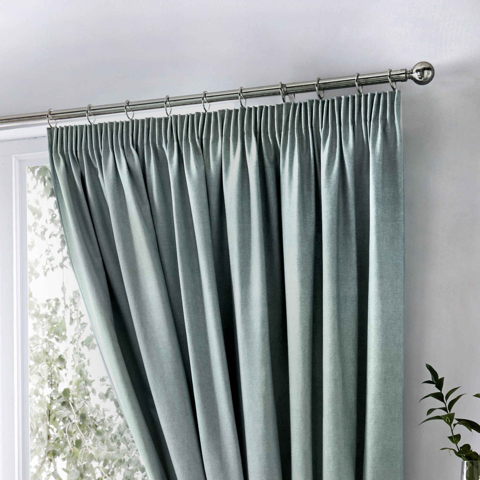 Dijon Pair of Pencil Pleat Curtains by Fusion in Duck Egg - Pair of Pencil Pleat Curtains - Fusion