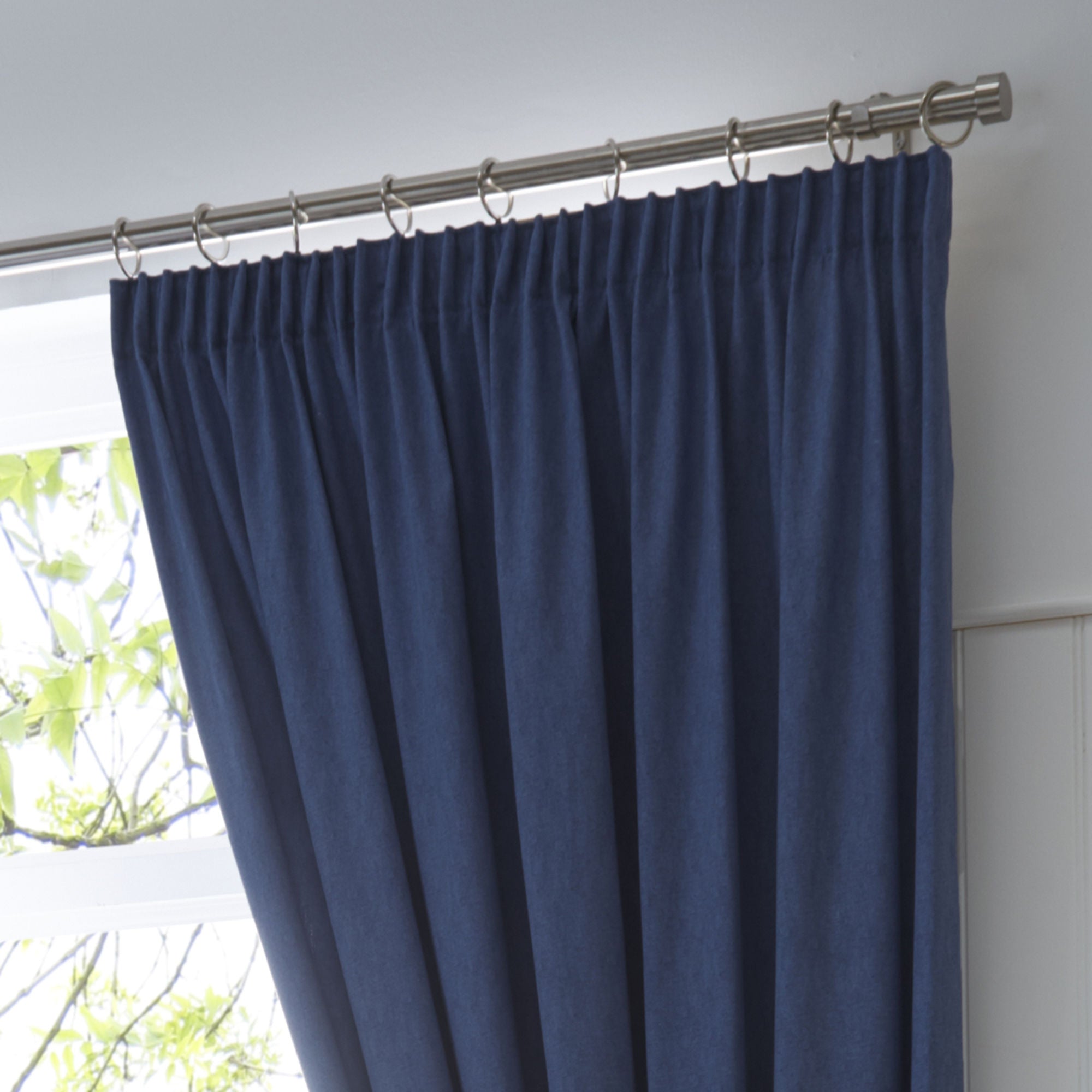 Dijon Pair of Pencil Pleat Curtains by Fusion in Navy - Pair of Pencil Pleat Curtains - Fusion