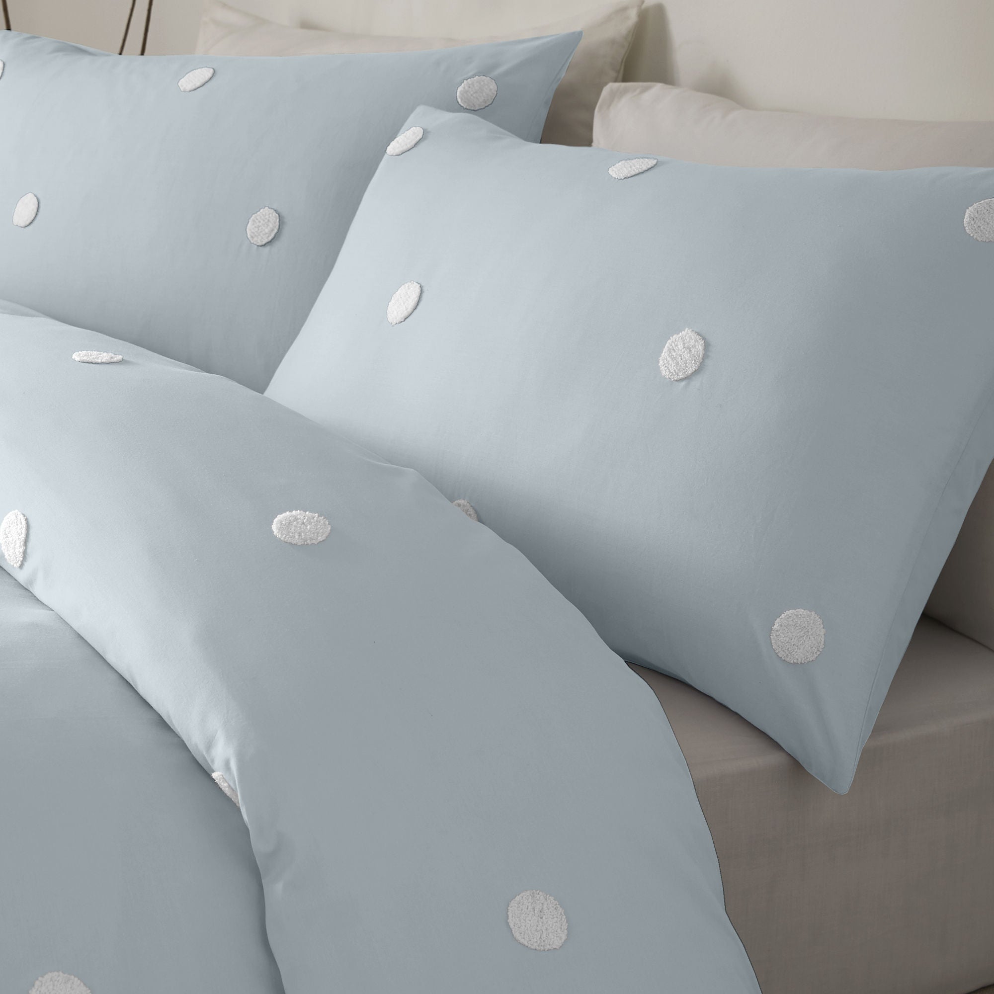 Dot Garden Duvet Cover Set by Appletree Boutique in Duck Egg with White Dots - Duvet Cover Set - Appletree Boutique
